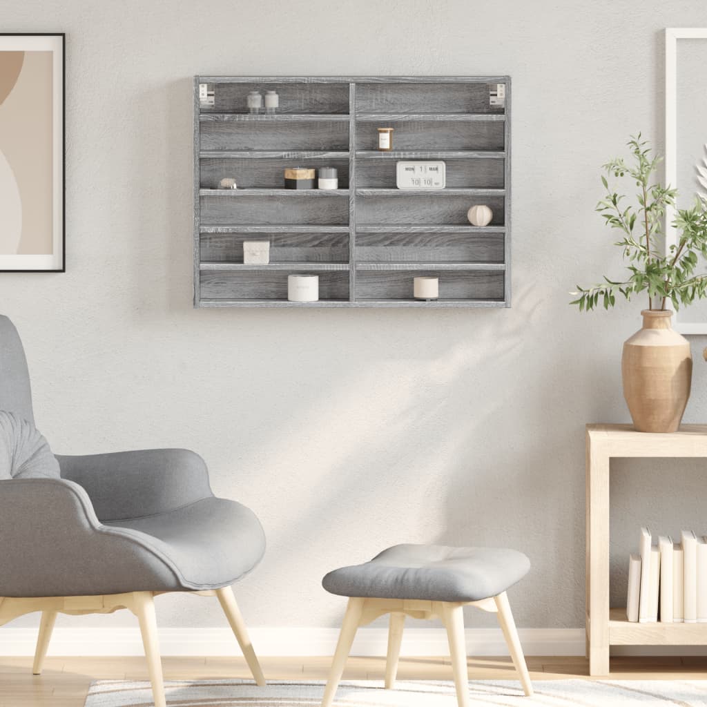 Βιτρίνα Γκρι Sonoma 80x8,5x58 εκ. από Επεξεργασμένο Ξύλο