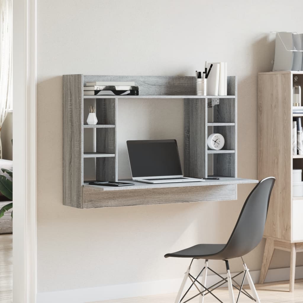 Γραφείο Τοίχου Γκρι Sonoma 105x48x75 εκ. από Επεξεργασμένο Ξύλο - Pakobazaar