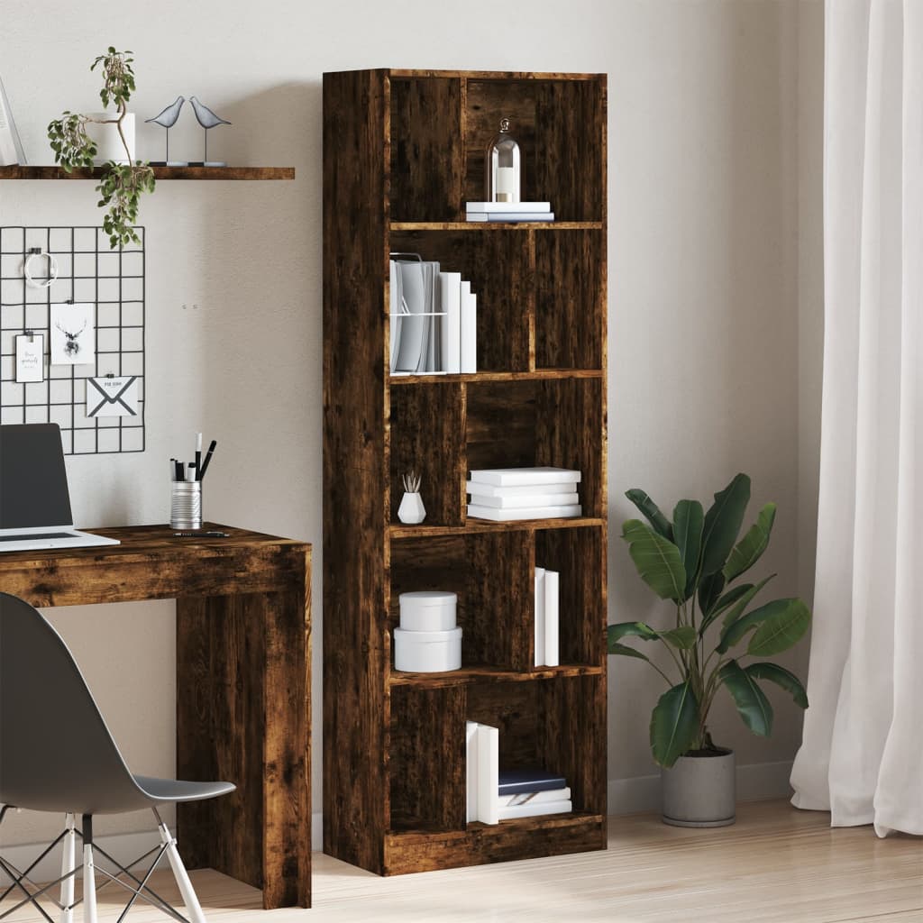 Βιβλιοθήκη Καπνιστή Δρυς 57x28,5x174 εκ. από Επεξεργασμένο Ξύλο