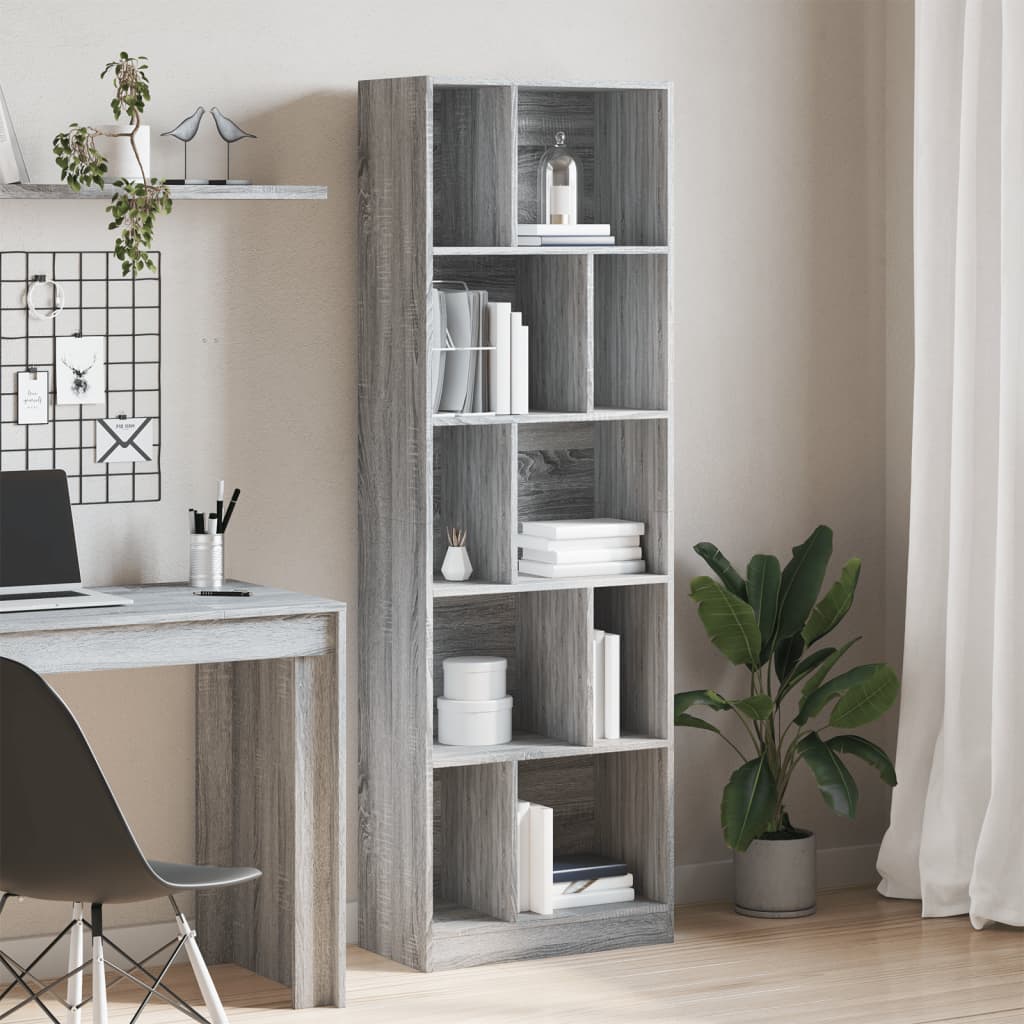 Βιβλιοθήκη Γκρι Sonoma 57x28,5x174 εκ. από Επεξεργασμένο Ξύλο
