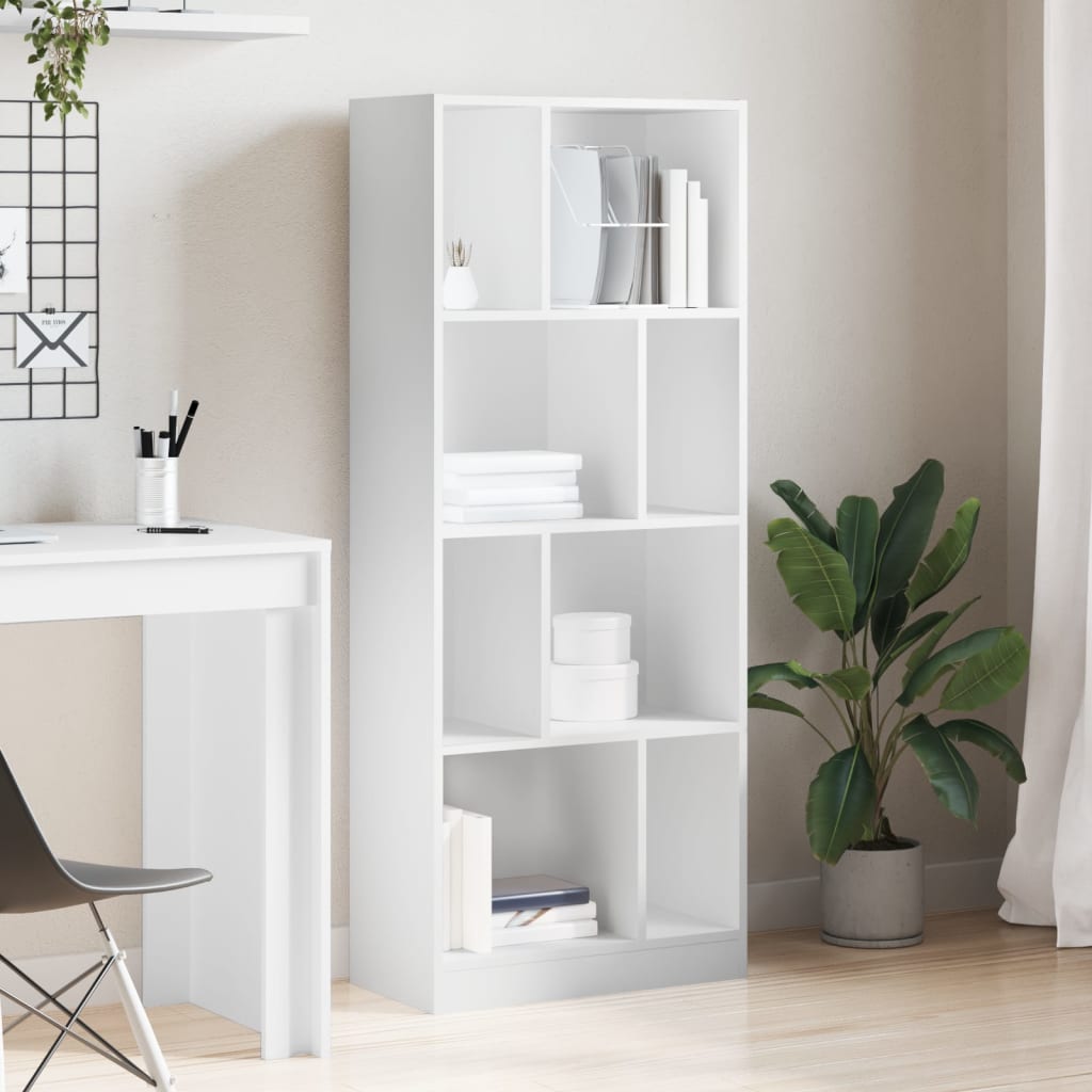 Βιβλιοθήκη Λευκή 57 x 28,5 x 141 εκ. από Επεξεργασμένο Ξύλο