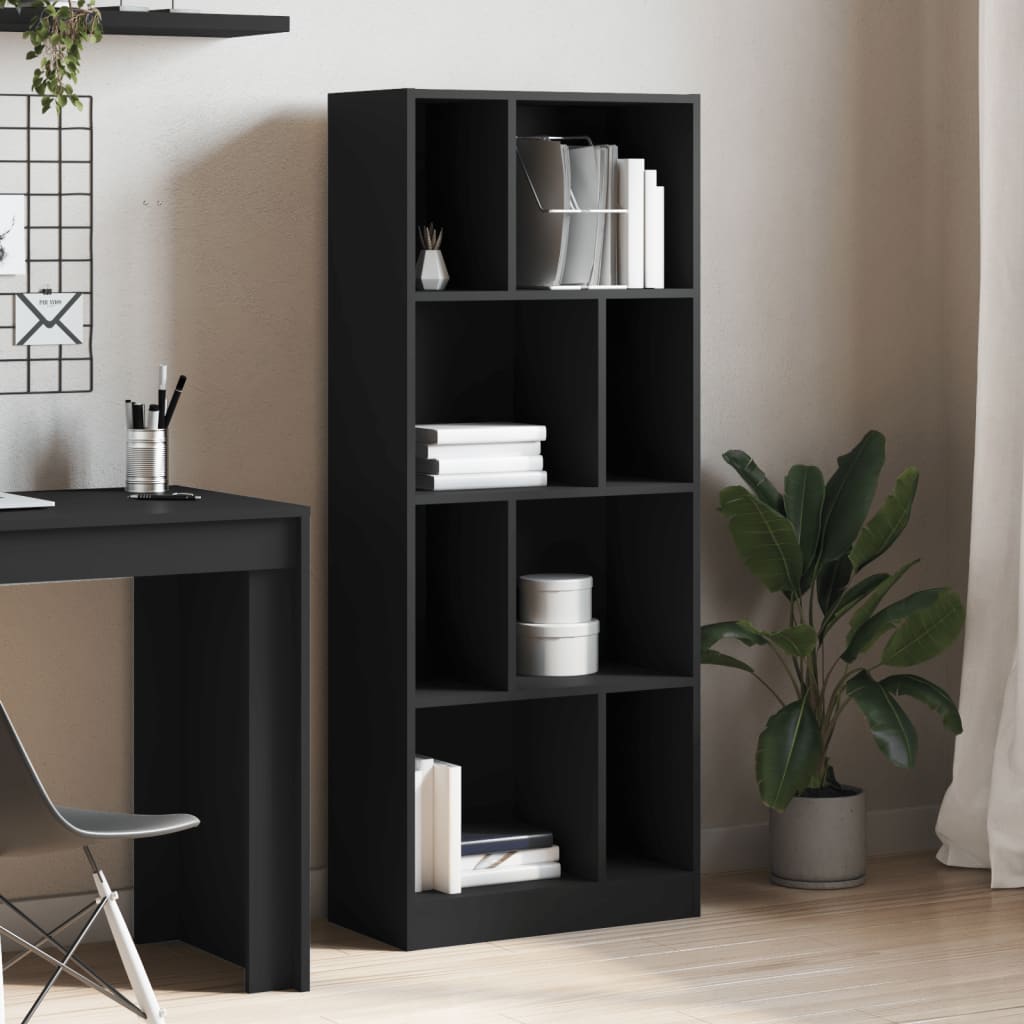 Βιβλιοθήκη Μαύρη 57x28,5x141 εκ. από Επεξεργασμένο Ξύλο