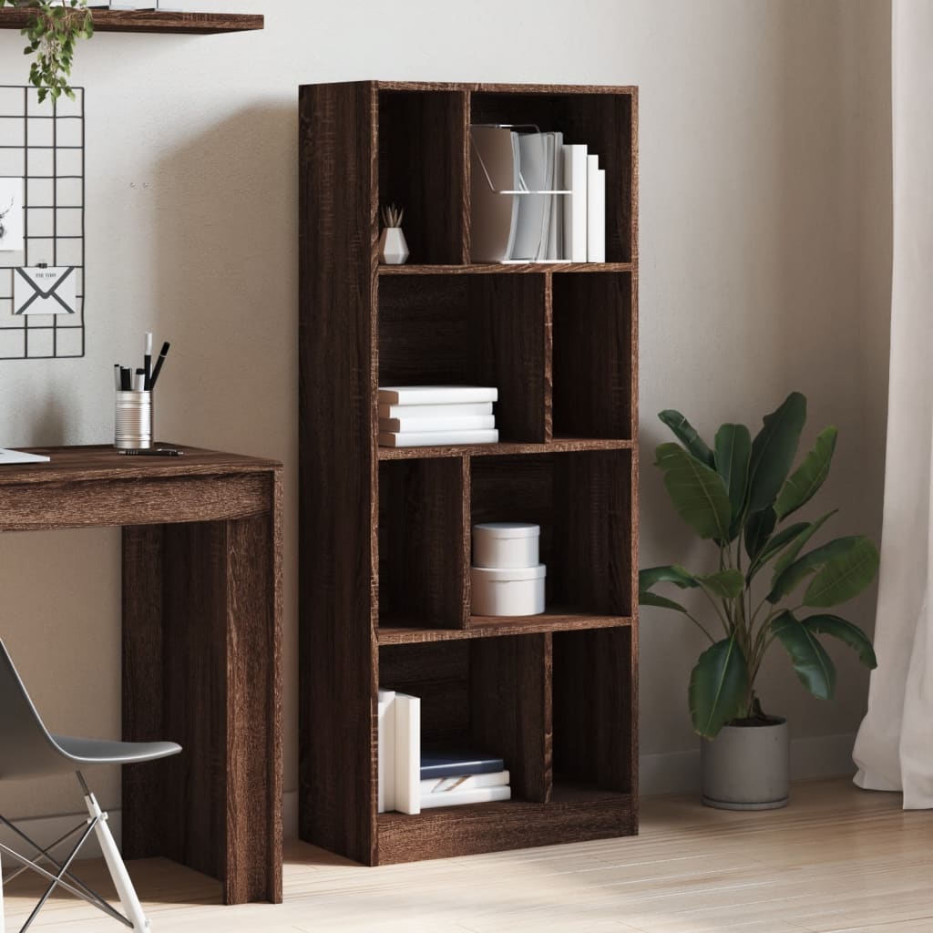 Βιβλιοθήκη Καφέ Δρυς 57x28,5x141 εκ. από Επεξεργασμένο Ξύλο - Pakobazaar