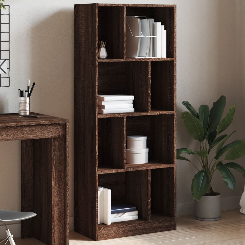 Βιβλιοθήκη Καφέ Δρυς 57x28,5x141 εκ. από Επεξεργασμένο Ξύλο - Pakobazaar