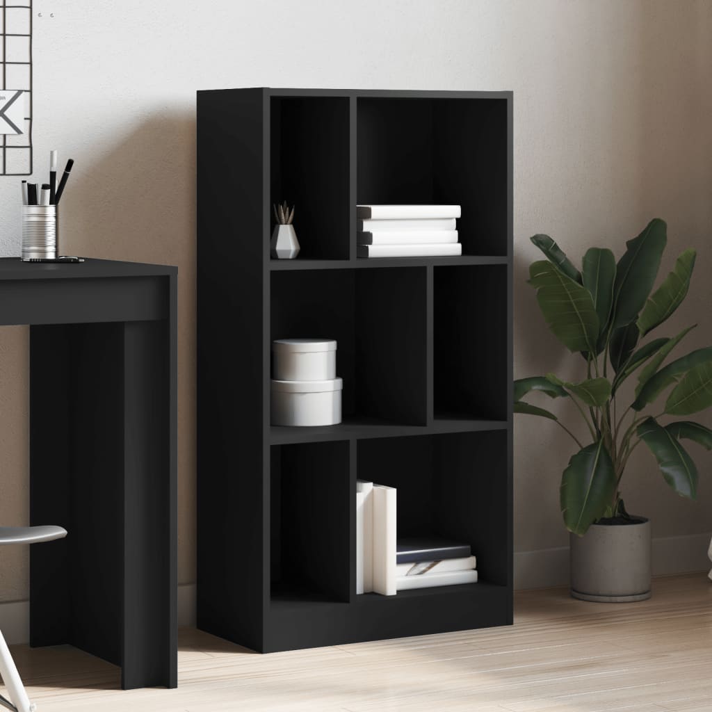 Βιβλιοθήκη Μαύρη 57x28,5x107,5 εκ. από Επεξεργασμένο Ξύλο