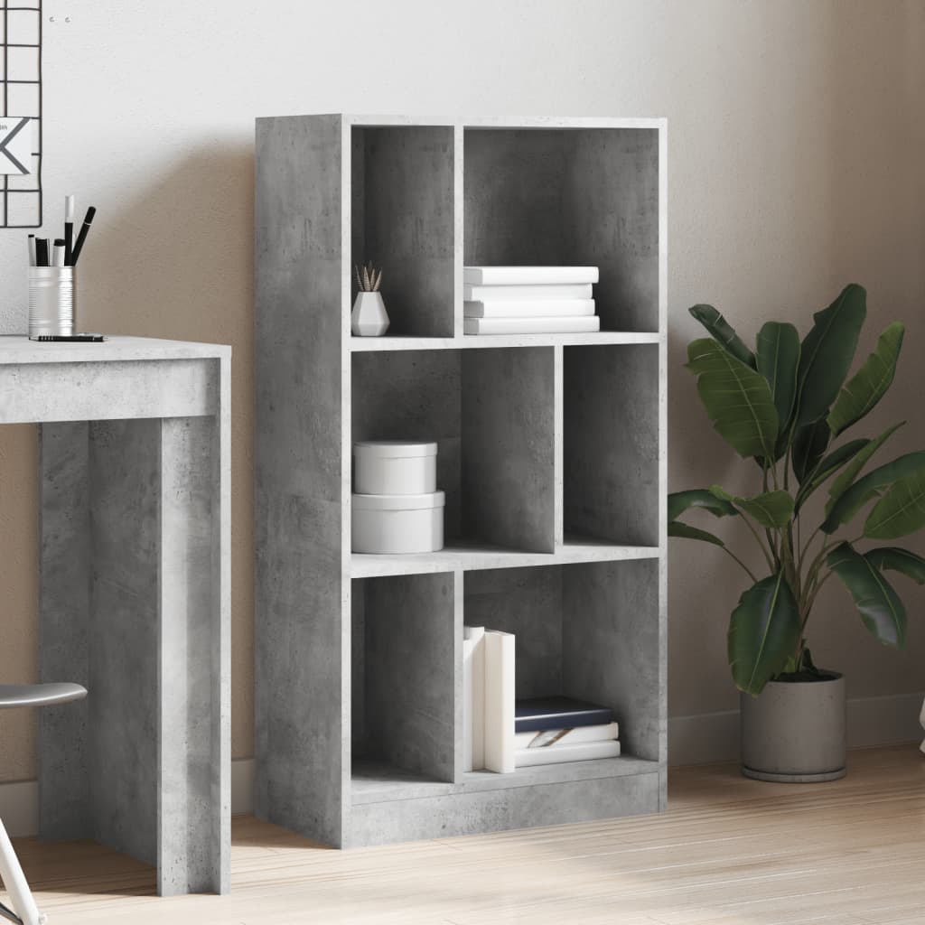 Βιβλιοθήκη Γκρι Σκυροδέματος 57x28,5x107,5 εκ. Επεξεργ. Ξύλο - Pakobazaar