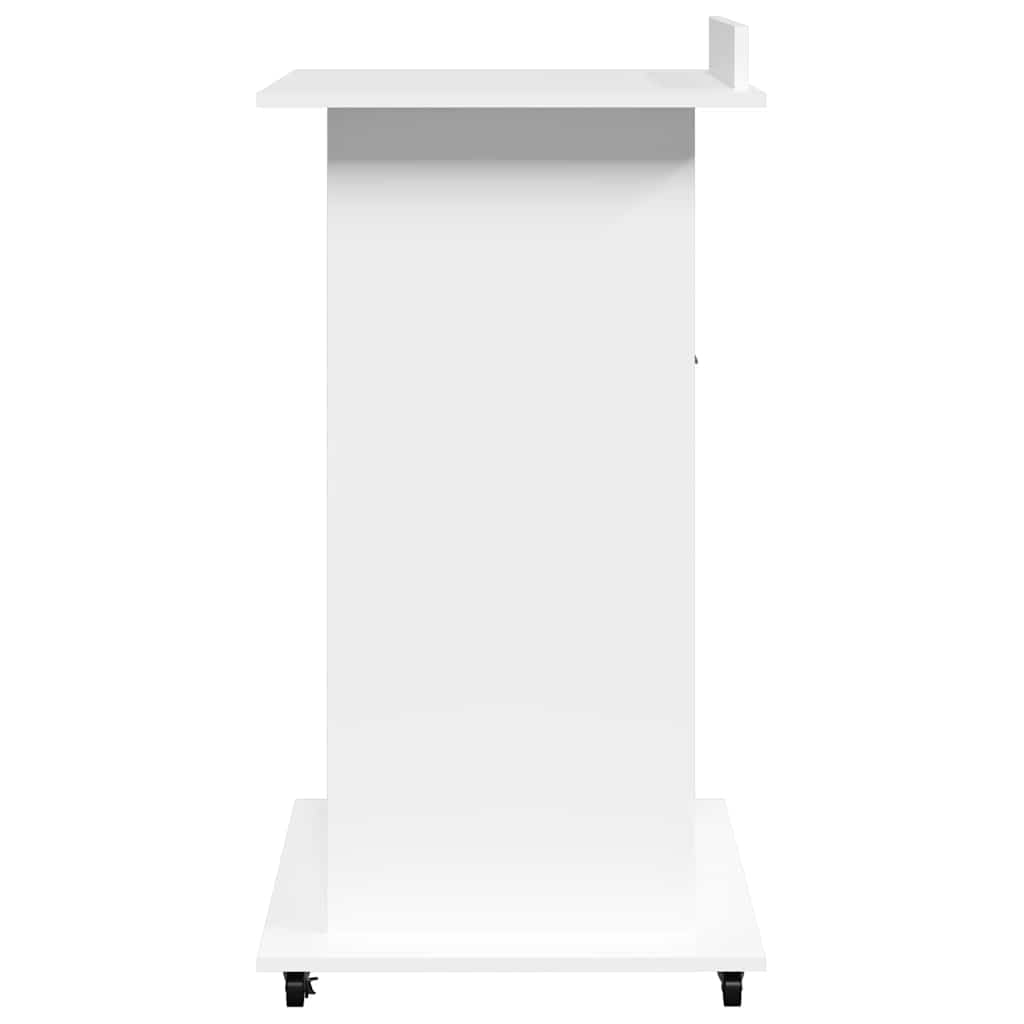 Αναλόγιο με Ροδάκια & Συρτάρι Λευκό 55x55x107 εκ. Επεξ. Ξύλο