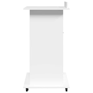Αναλόγιο με Ροδάκια & Συρτάρι Λευκό 55x55x107 εκ. Επεξ. Ξύλο
