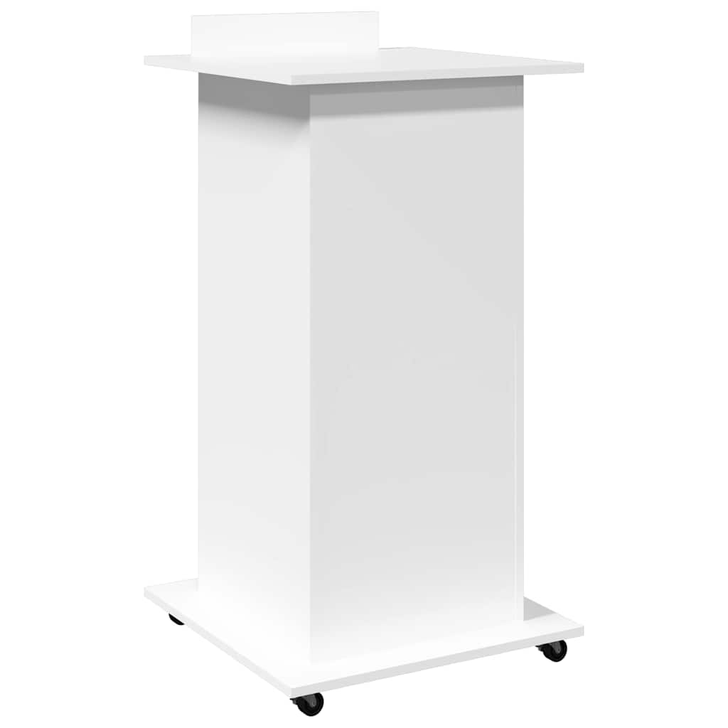 Αναλόγιο με Ροδάκια & Συρτάρι Λευκό 55x55x107 εκ. Επεξ. Ξύλο