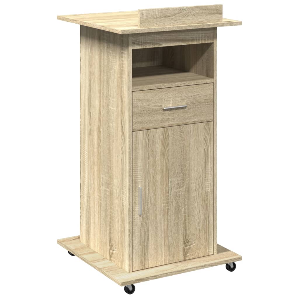 Αναλόγιο με Ροδάκια & Συρτάρι Sonoma Δρυς 55x55x107εκ Επεξ Ξύλο