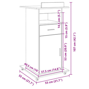 Αναλόγιο με Ροδάκια & Συρτάρι Sonoma Δρυς 55x55x107εκ Επεξ Ξύλο