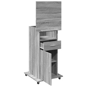 Αναλόγιο με Ροδάκια & Συρτάρι Γκρι Sonoma 55x55x107εκ Επεξ Ξύλο