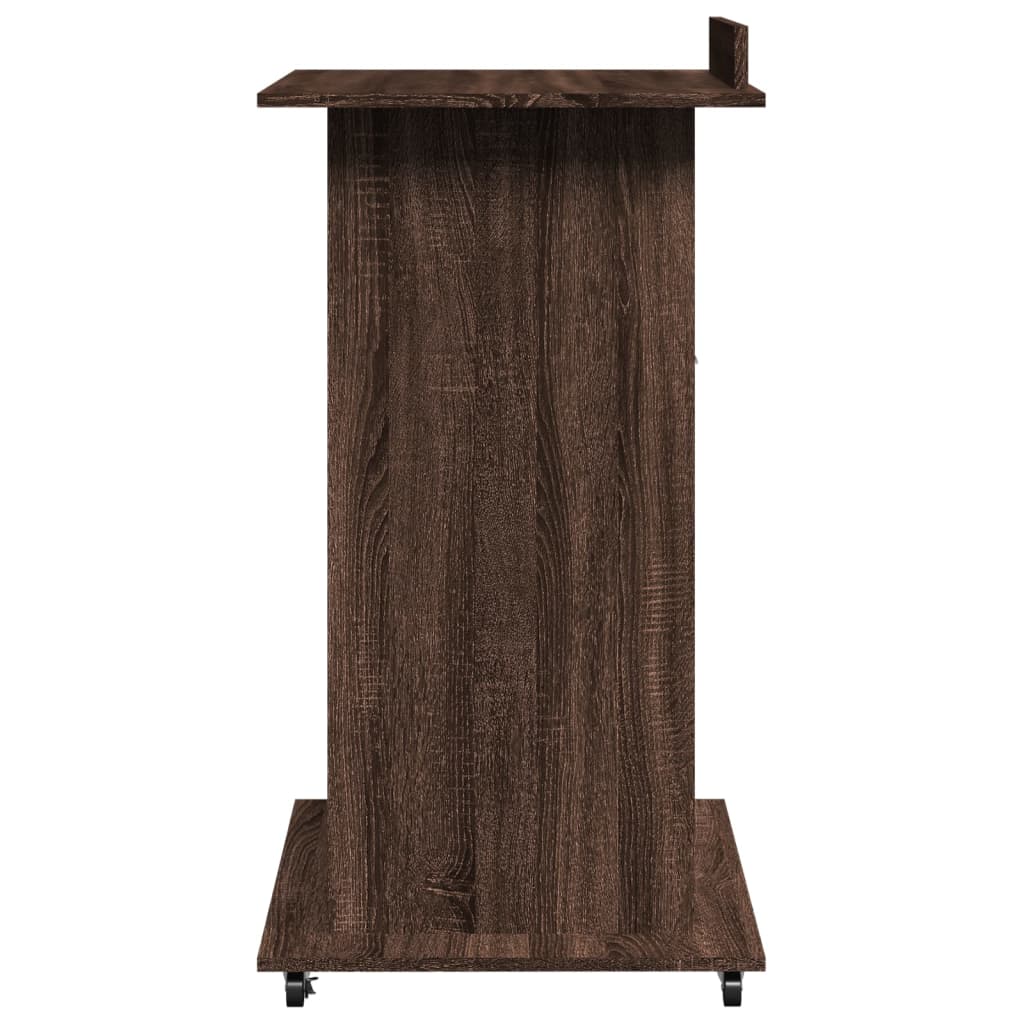 Αναλόγιο με Ροδάκια & Συρτάρι Καφέ Δρυς 55x55x107εκ. Επεξ. Ξύλο