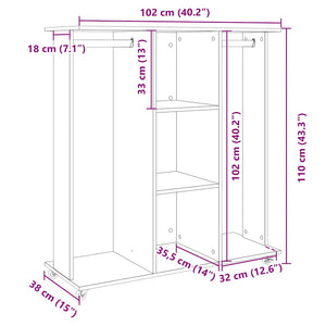 Ντουλάπα με Ροδάκια Μαύρο 102x38x110 εκ. από Επεξεργασμένο Ξύλο