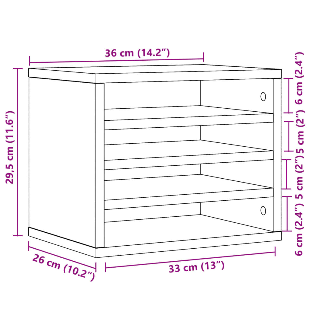 Έπιπλο Οργάνωσης Γραφείου Καφέ Δρυς 36x26x29,5εκ Επεξ. Ξύλο - Pakobazaar