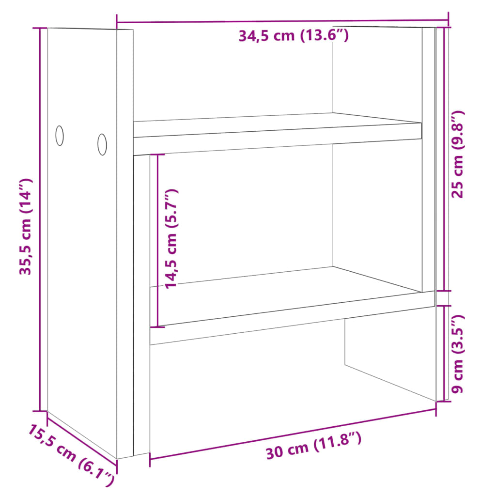 Έπιπλο Οργάνωσης Γραφείου Δρυς 34,5x15,5x35,5 εκ. Επεξ. Ξύλο