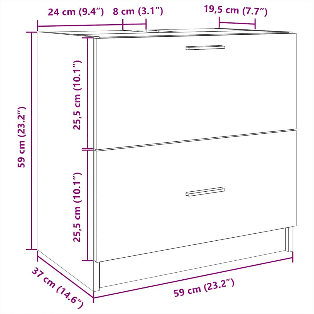 Ντουλάπι Νιπτήρα Λευκό 59x37x59 εκ. Επεξεργασμένο Ξύλο