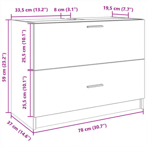 Ντουλάπι Νιπτήρα Γκρι του Σκυροδέματος 78x37x59 εκ. Επεξ. Ξύλο - Pakobazaar