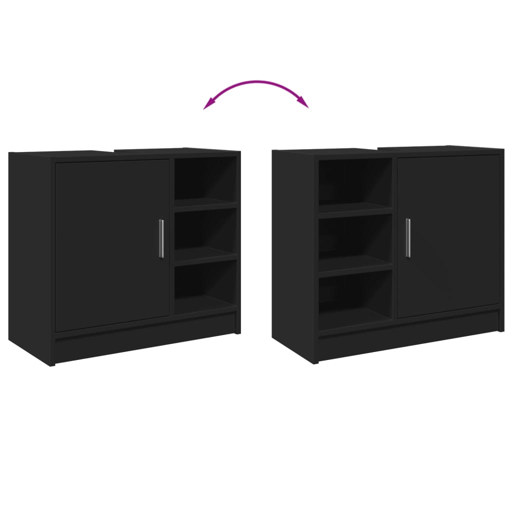 Ντουλάπι Νιπτήρα Μαύρο 63x29x55 εκ. Επεξεργασμένο Ξύλο