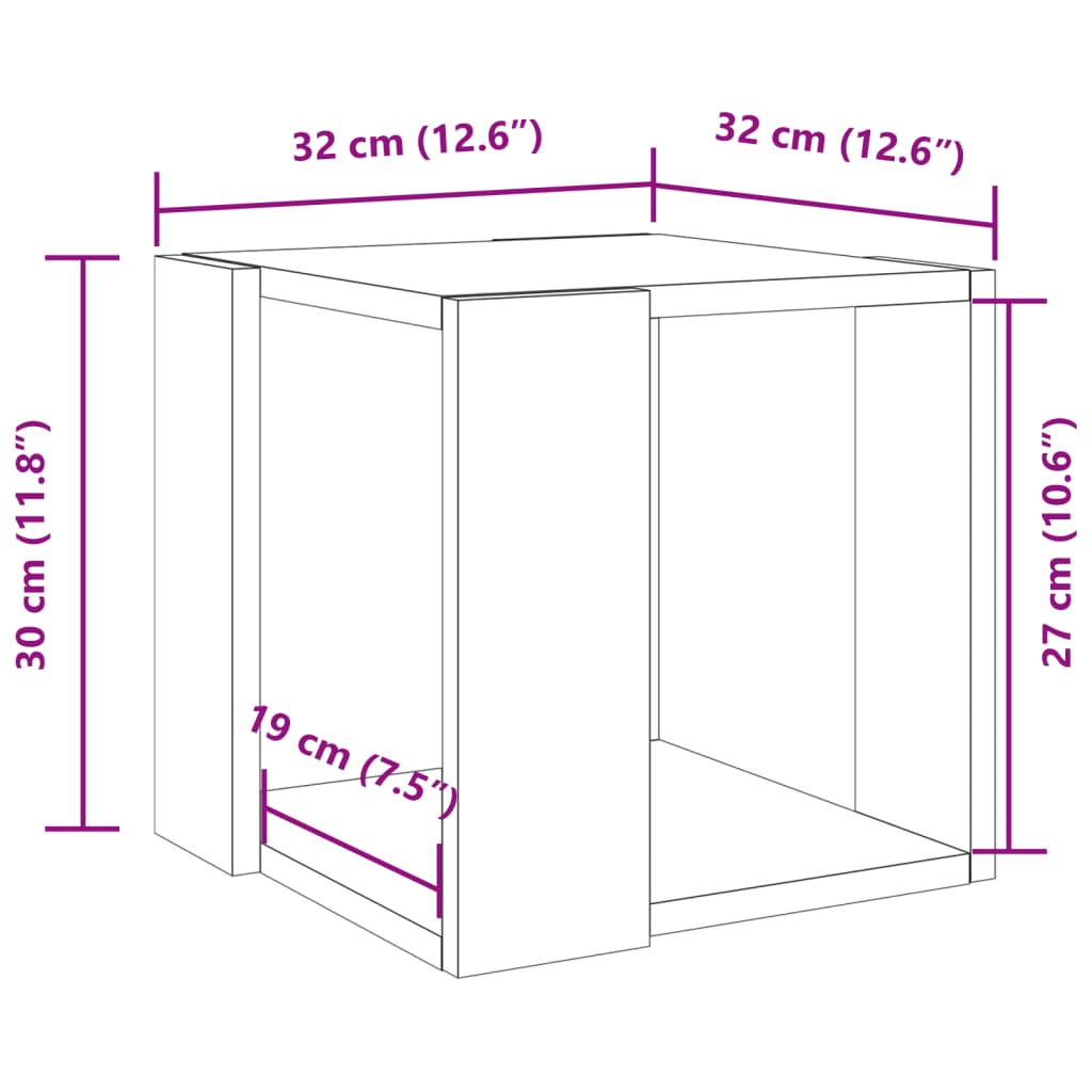 Τραπεζάκι Σαλονιού Καπνιστή Δρυς 32x32x30 εκ. Επεξεργ. Ξύλο
