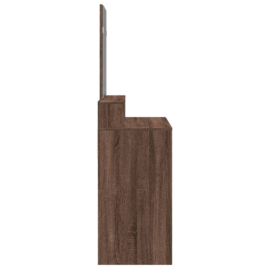 Μπουντουάρ με Καθρέφτη Καφέ Δρυς 80x41x144,5 εκ.