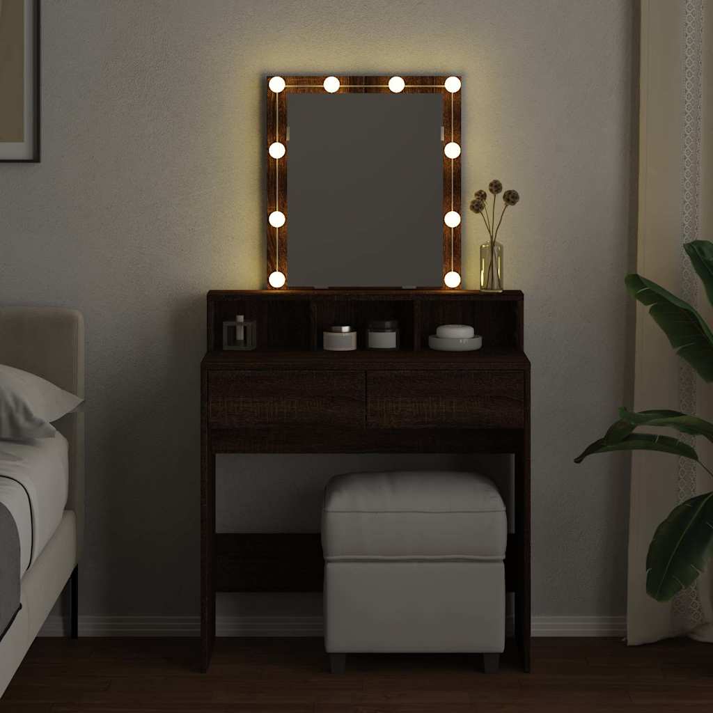 Μπουντουάρ με LED Καφέ Δρυς 80x41x144,5 εκ.