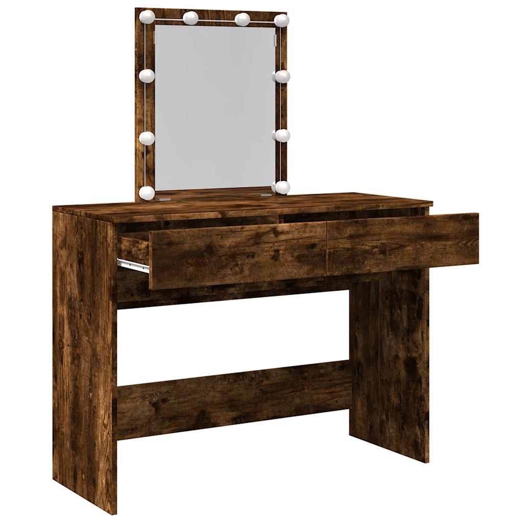 Μπουντουάρ με LED Καπνιστή Δρυς 100x40x130 εκ.