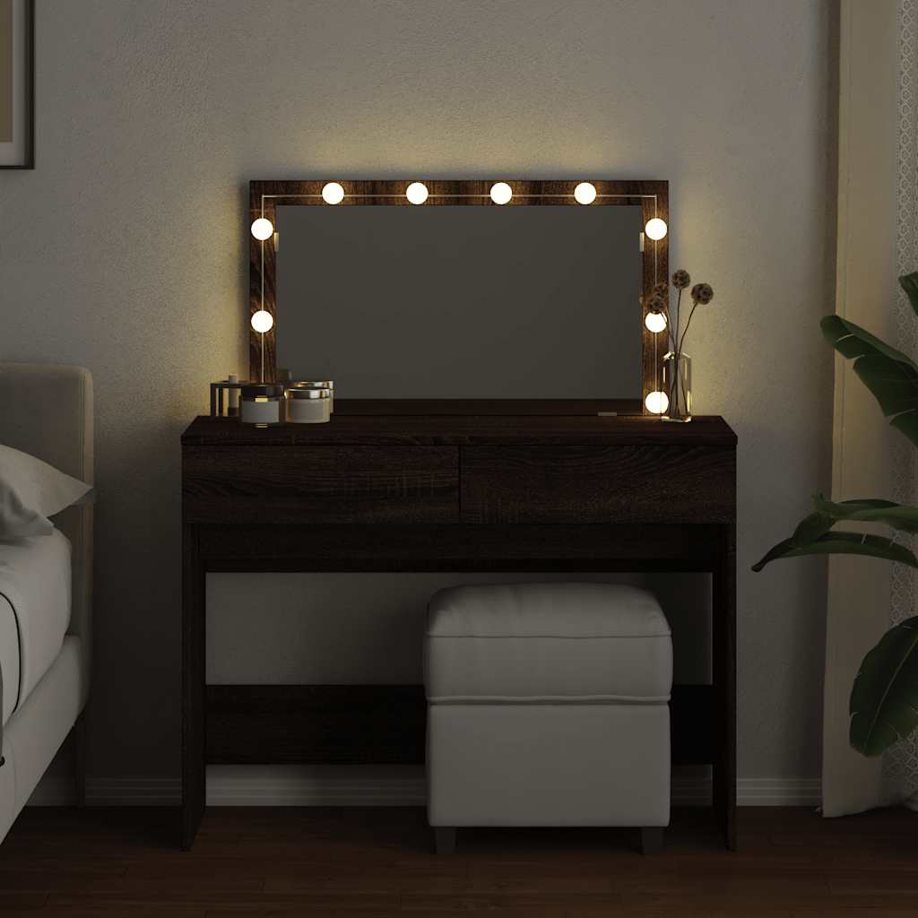 Μπουντουάρ με LED Καφέ Δρυς 100x40x120 εκ.