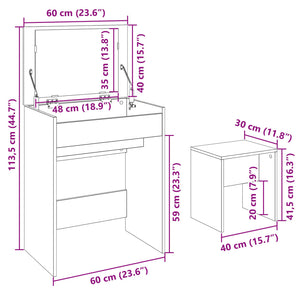 Μπουντουάρ και Σκαμπό Μαύρο 60 x 40 x 113,5 εκ.