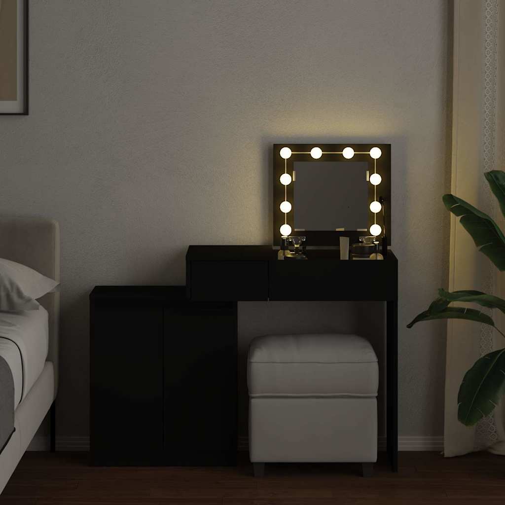 Μπουντουάρ με LED Σετ Μαύρο 115x37x110,5 εκ.