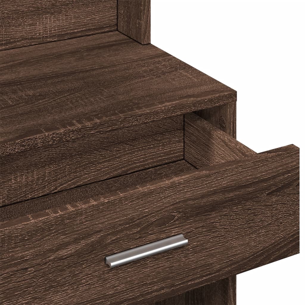 Μπουντουάρ με Καθρέφτη με Ντουλάπια Καφέ Δρυς 80x35x132 εκ.