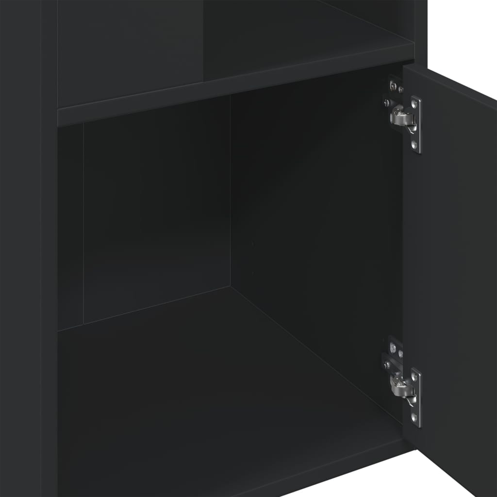 Βιβλιοθήκη Μαύρη 40x36x189 εκ. από Επεξεργασμένο Ξύλο