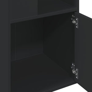 Βιβλιοθήκη Μαύρη 40x36x189 εκ. από Επεξεργασμένο Ξύλο