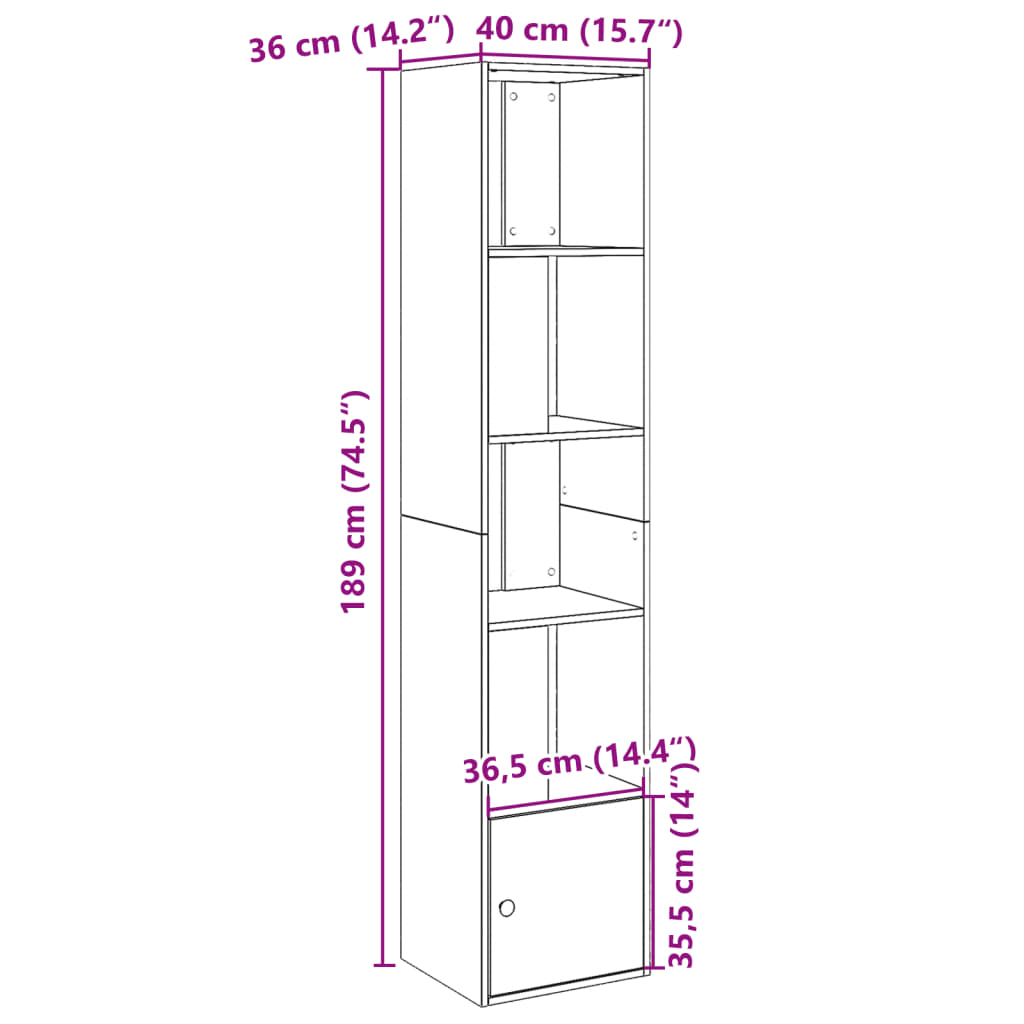 Βιβλιοθήκη Καπνιστή Δρυς 40x36x189 εκ. από Επεξεργασμένο Ξύλο - Pakobazaar