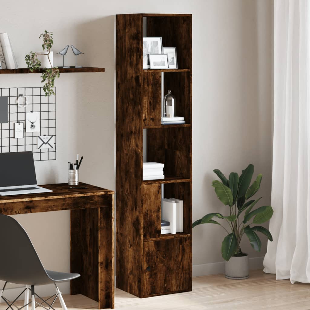 Βιβλιοθήκη Καπνιστή Δρυς 40x36x189 εκ. από Επεξεργασμένο Ξύλο - Pakobazaar