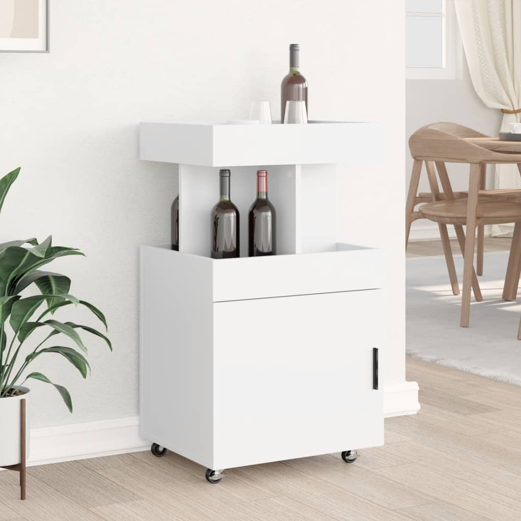 Τρόλεϊ Μπαρ Λευκό 50x41x89 εκ. Επεξ. Ξύλο - Pakobazaar