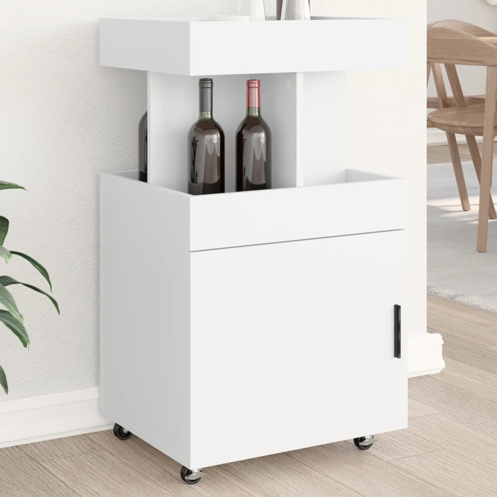 Τρόλεϊ Μπαρ Λευκό 50x41x89 εκ. Επεξ. Ξύλο - Pakobazaar