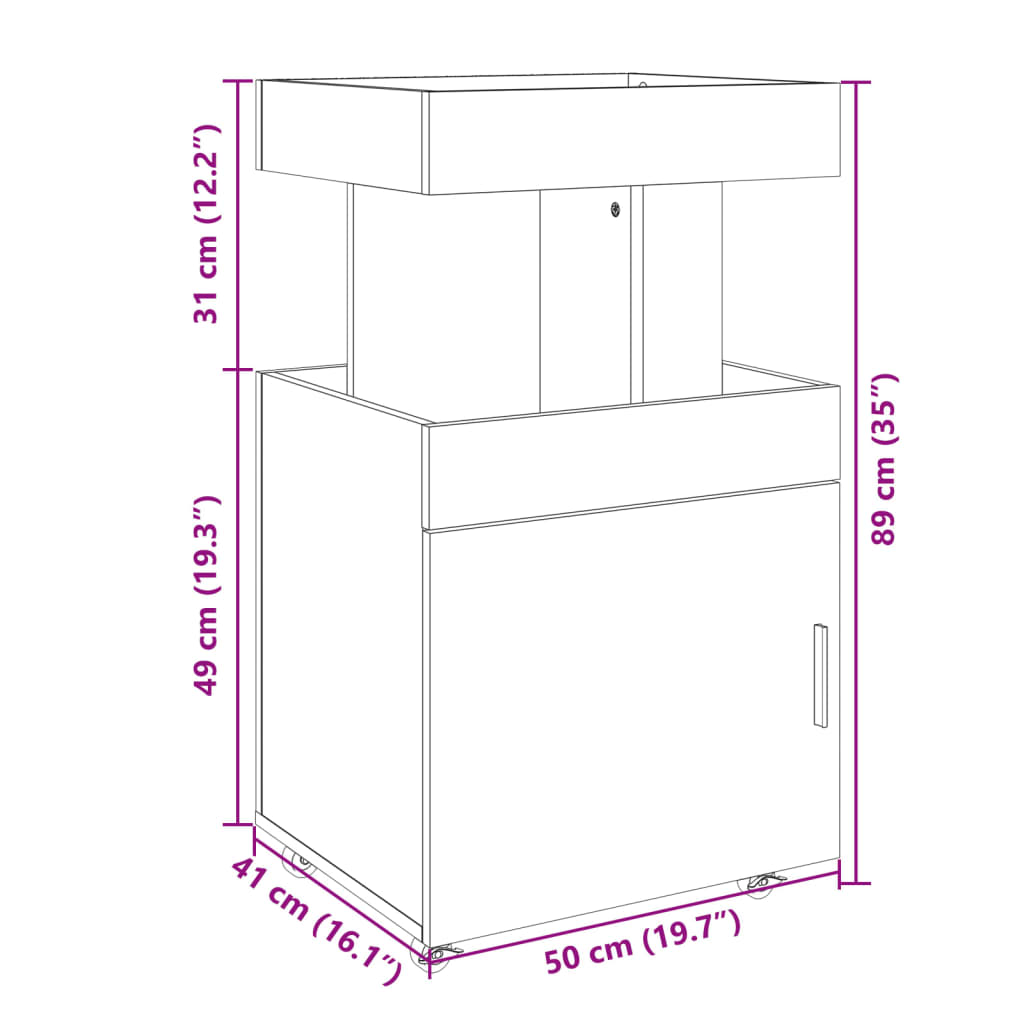 Τρόλεϊ Μπαρ Καπνιστή Δρυς 50x41x89 εκ. Επεξ. Ξύλο