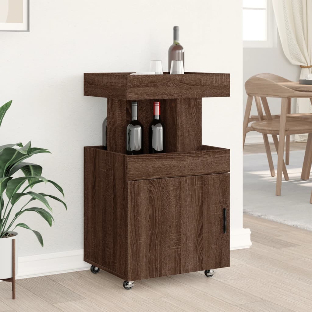 Τρόλεϊ Μπαρ Καφέ Δρυς 50x41x89 εκ. Επεξ. Ξύλο