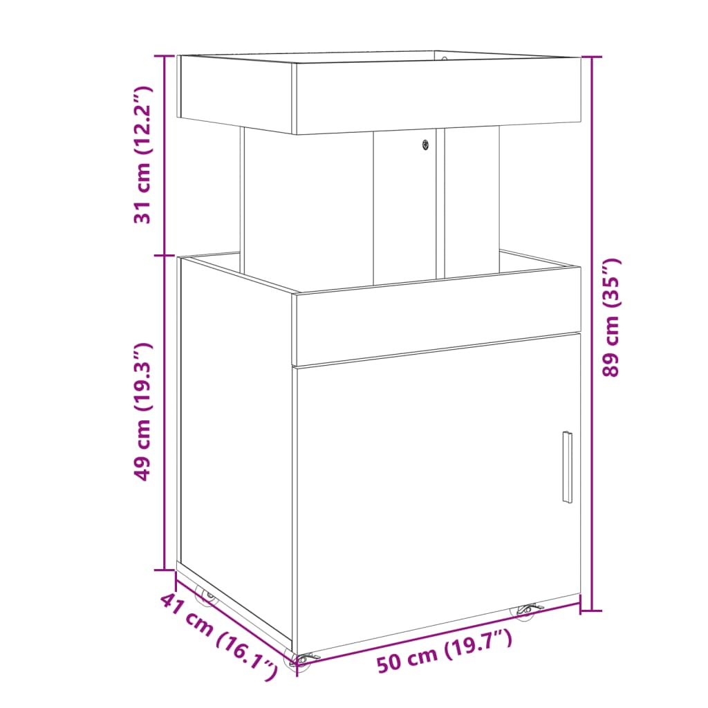 Τρόλεϊ Μπαρ Καφέ Δρυς 50x41x89 εκ. Επεξ. Ξύλο
