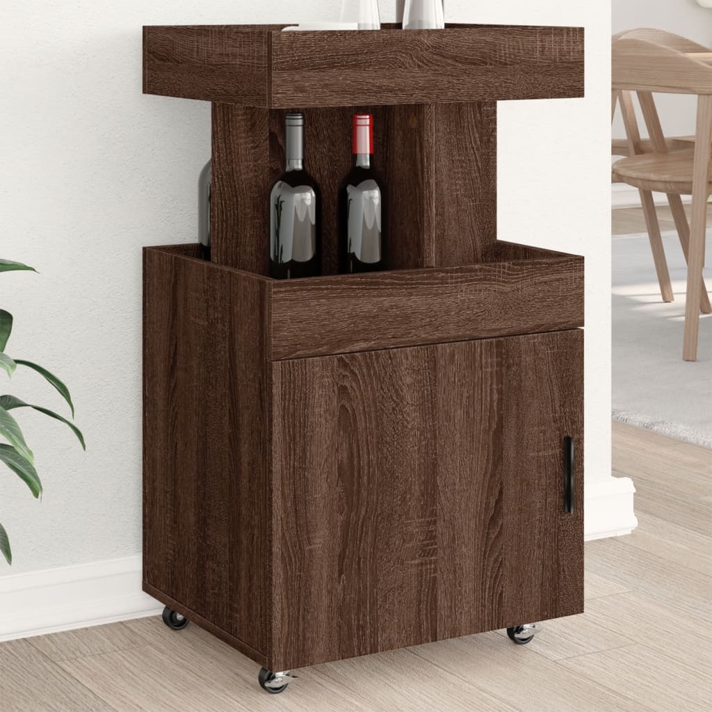 Τρόλεϊ Μπαρ Καφέ Δρυς 50x41x89 εκ. Επεξ. Ξύλο