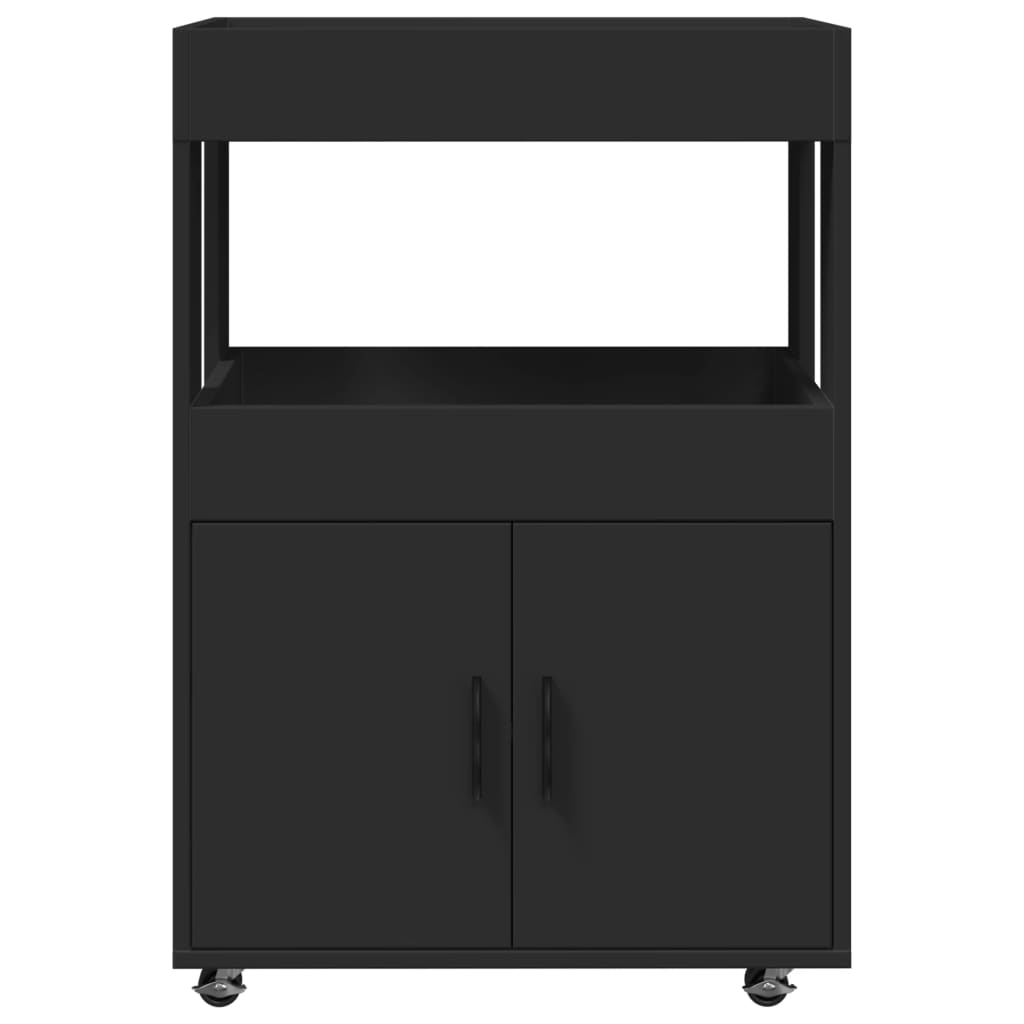 Τρόλεϊ Μπαρ Μαύρο 60x39,5x89 εκ. Επεξ. Ξύλο