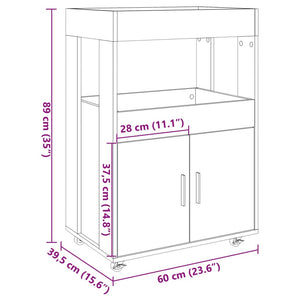 Τρόλεϊ Μπαρ Μαύρο 60x39,5x89 εκ. Επεξ. Ξύλο