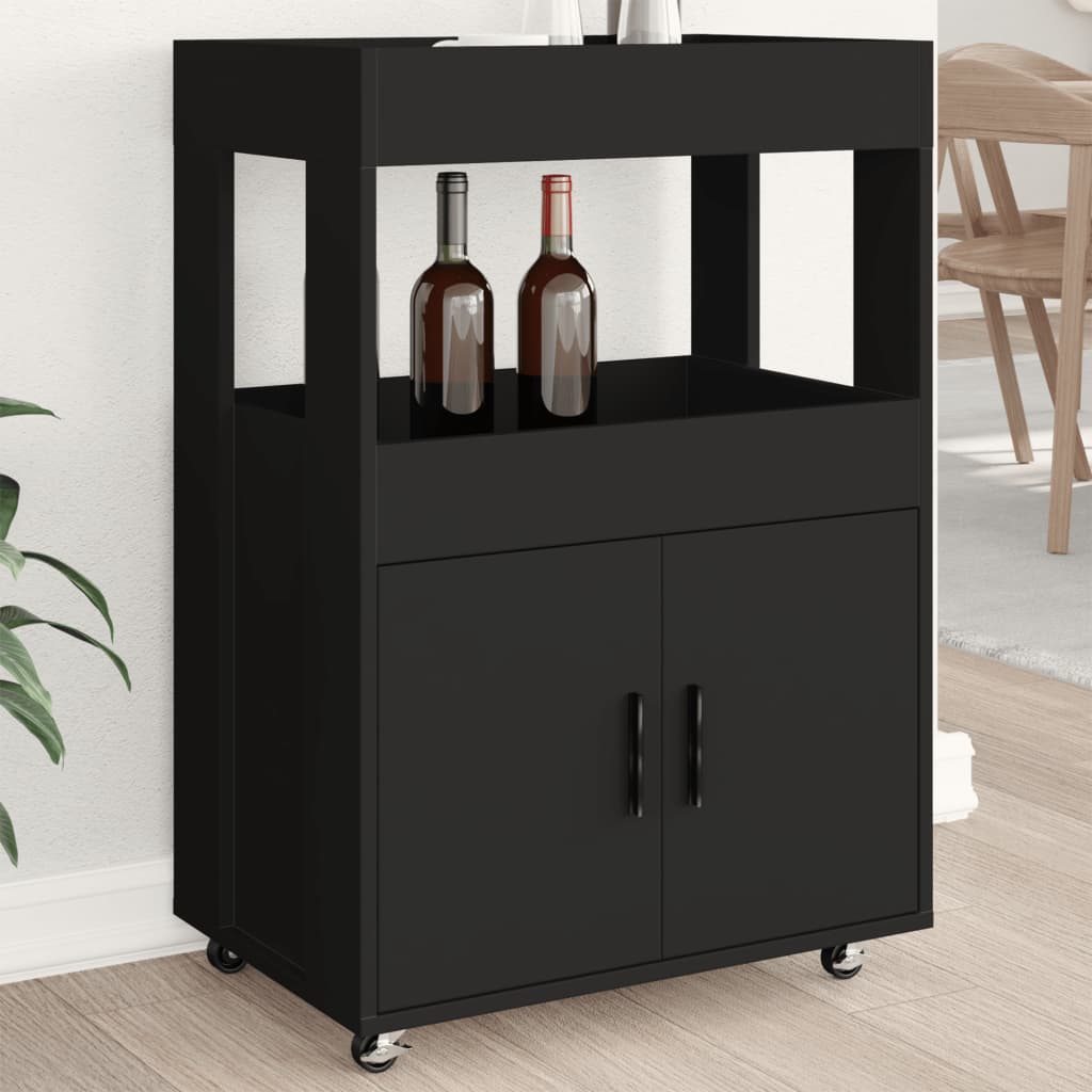 Τρόλεϊ Μπαρ Μαύρο 60x39,5x89 εκ. Επεξ. Ξύλο