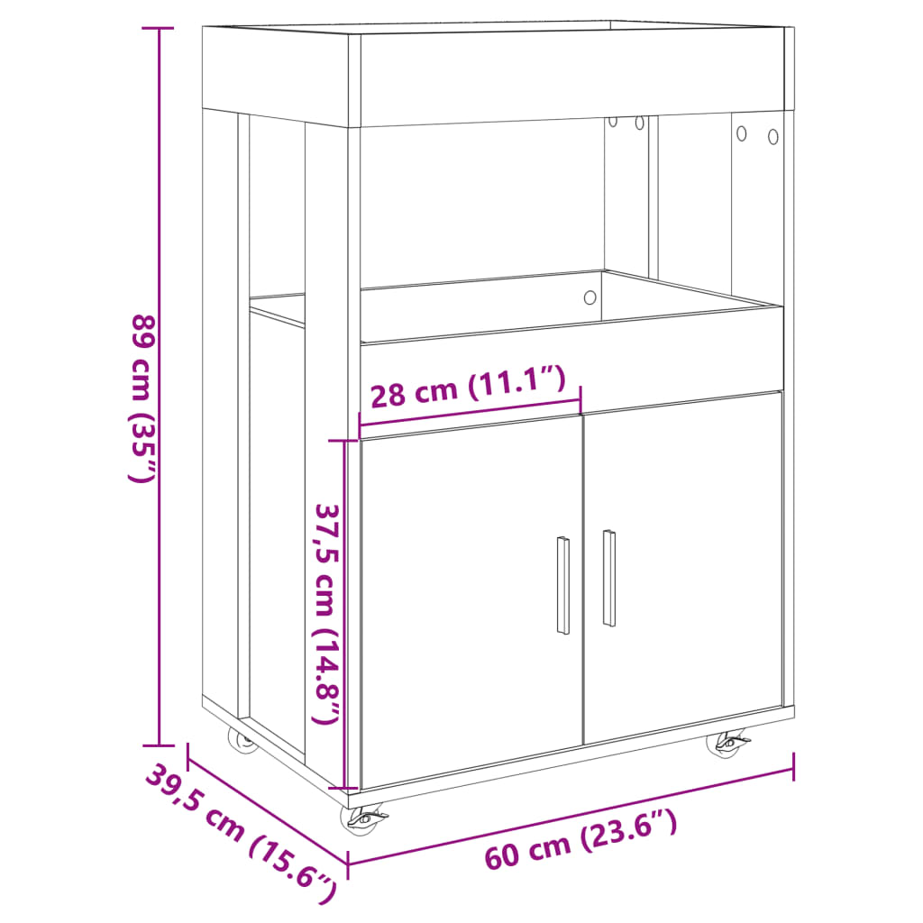 Τρόλεϊ Μπαρ Sonoma Δρυς 60x39,5x89 εκ. Επεξ. Ξύλο - Pakobazaar