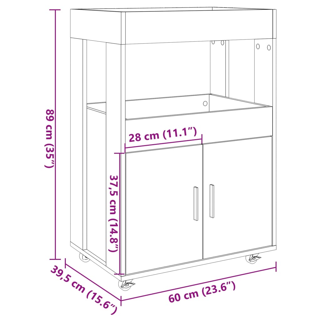 Τρόλεϊ Μπαρ Γκρι Sonoma 60x39,5x89 εκ. Επεξ. Ξύλο - Pakobazaar