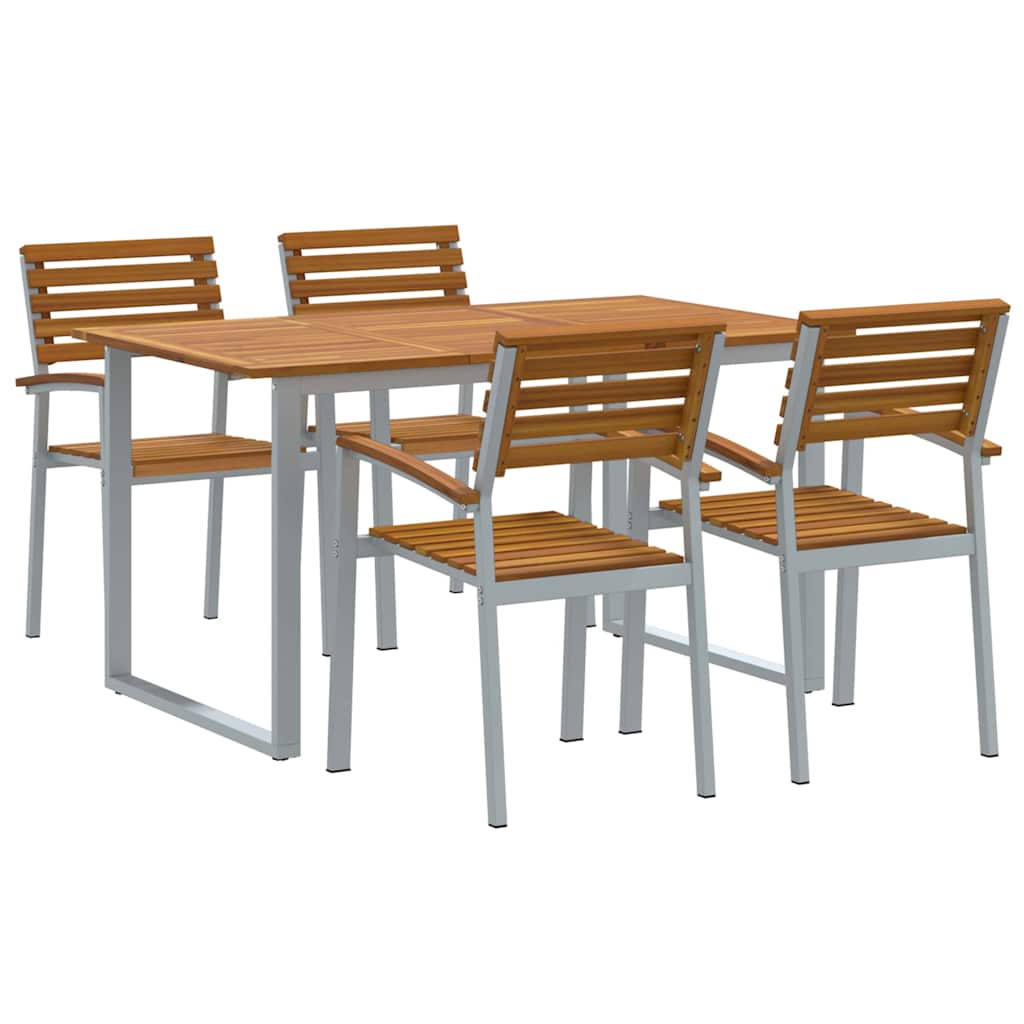 Σέτ φαγητού για κήπο 5 pcs Γκρι Στερεό Ξύλο Ακακίας