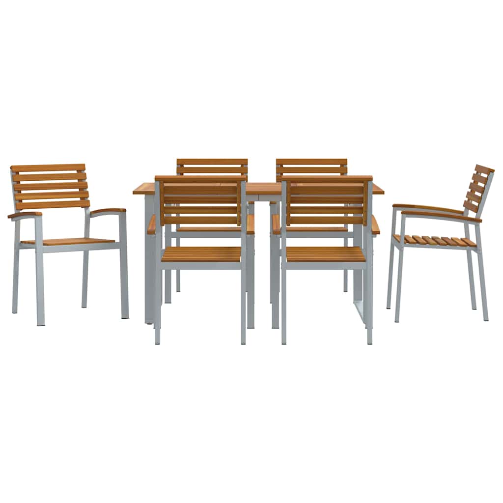 Σέτ φαγητού για κήπο 7 pcs Γκρι Στερεό Ξύλο Ακακίας