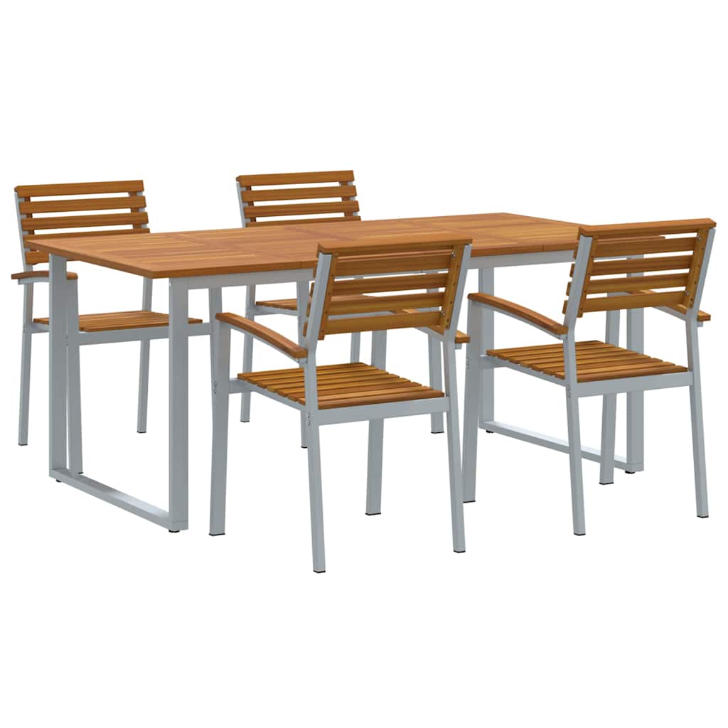 Σέτ φαγητού για κήπο 5 pcs Γκρι Στερεό Ξύλο Ακακίας