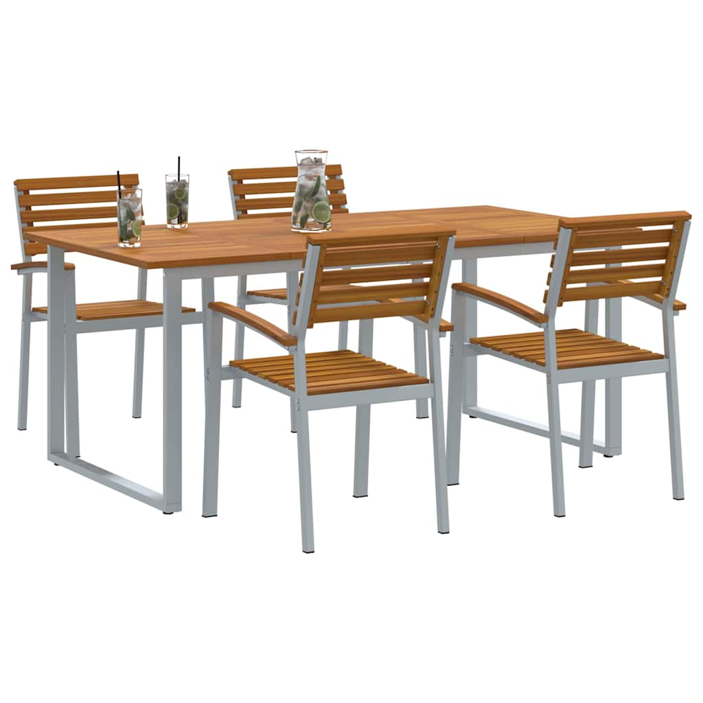 Σέτ φαγητού για κήπο 5 pcs Γκρι Στερεό Ξύλο Ακακίας